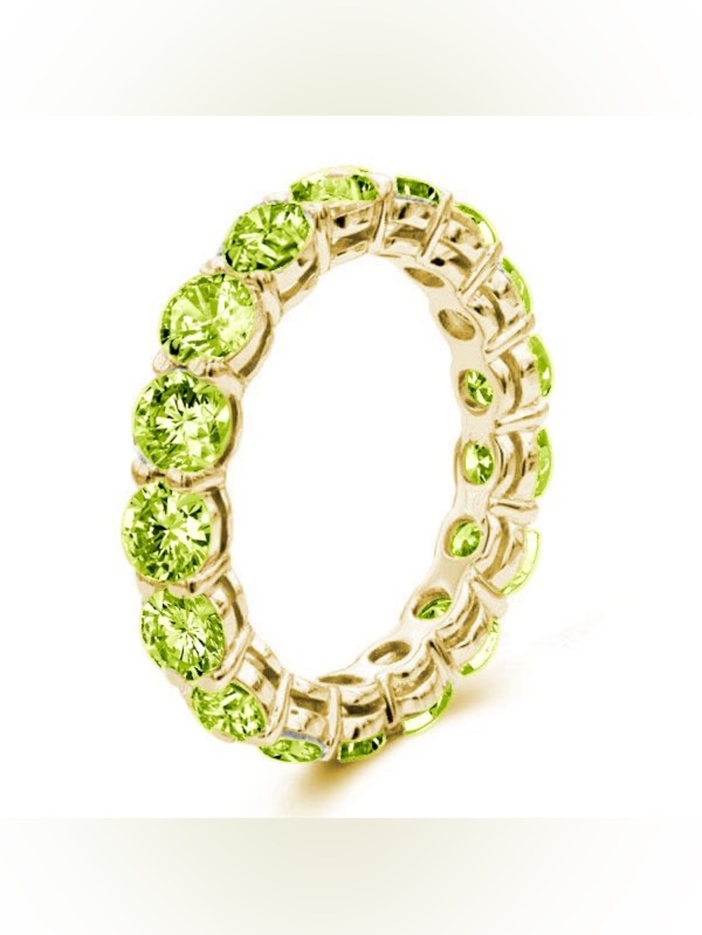 Eternity Round Cut Created Peridot Wedding Band - Picture 2 of 4
